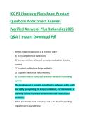 ICC P3 Plumbing Plans Exam Practice &NewLine;Questions And Correct Answers &NewLine;&lpar;Verified Answers&rpar; Plus Rationales 2026 &NewLine;Q&A &vert; Instant Download Pdf 