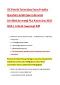 ICC Permit Technician Exam Practice &NewLine;Questions And Correct Answers &NewLine;&lpar;Verified Answers&rpar; Plus Rationales 2026 &NewLine;Q&A &vert; Instant Download Pdf 