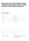 PN105 FINAL EXAM WITH CORRECT ACTUAL QUESTIONS AND CORRECTLY WELL DEFINED ANSWERS LATEST ALREADY GRADED A&plus;