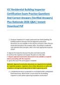 ICC Residential Building Inspector &NewLine;Certification Exam Practice Questions &NewLine;And Correct Answers &lpar;Verified Answers&rpar; &NewLine;Plus Rationale 2026 Q&A&vert; Instant &NewLine;Download Pdf 