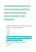 ICC Residential Combination Inspector &NewLine;Exam Practice Questions And Correct &NewLine;Answers &lpar;Verified Answers&rpar; Plus &NewLine;Rationales 2026 Q&A &vert; Instant &NewLine;Download Pdf 
