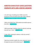 ASBESTOS EXAM STUDY GUIDE QUESTIONS COMPLETE WITH 100&percnt; VERIFIED ANSWERS