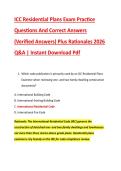 ICC Residential Plans Exam Practice &NewLine;Questions And Correct Answers &NewLine;&lpar;Verified Answers&rpar; Plus Rationales 2026 &NewLine;Q&A &vert; Instant Download Pdf