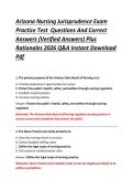 Arizona Nursing Jurisprudence Exam &NewLine;Practice Test  Questions And Correct &NewLine;Answers &lpar;Verified Answers&rpar; Plus &NewLine;Rationales 2026 Q&A Instant Download &NewLine;Pdf 