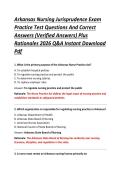 Arkansas Nursing Jurisprudence Exam &NewLine;Practice Test Questions And Correct &NewLine;Answers &lpar;Verified Answers&rpar; Plus &NewLine;Rationales 2026 Q&A Instant Download &NewLine;Pdf