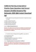 California Nursing Jurisprudence &NewLine;Practice Exam Questions And Correct &NewLine;Answers &lpar;Verified Answers&rpar; Plus &NewLine;Rationales 2026 Q&A Instant Download &NewLine;Pdf 