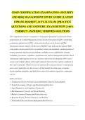 CISSP CERTIFICATION EXAMINATION&colon; SECURITY&NewLine;AND RISK MANAGEMENT STUDY GUIDE &vert; LATEST&NewLine;UPDATE 2026&sol;2027 &vert; ACTUAL EXAM &vert; PRACTICE&NewLine;QUESTIONS AND ANSWERS &vert; EXAM REVIEW &vert; 100&percnt;&NewLine;CORRECT ANSWERS &vert; VERIFIED SOLUTIONS