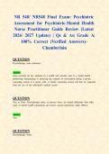 NR 548&sol; NR548 Final Exam&colon; Psychiatric Assessment for Psychiatric-Mental Health Nurse Practitioner Guide Review &lpar;Latest 2026&sol; 2027 Update&rpar; &vert; Qs & As&vert; Grade A&vert; 100&percnt; Correct &lpar;Verified Answers&rpar;- Chamberlain