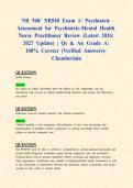 NR 548&sol; NR548 Exam 1&colon; Psychiatric Assessment for Psychiatric-Mental Health Nurse Practitioner Review &lpar;Latest 2026&sol; 2027 Update&rpar; &vert; Qs & As&vert; Grade A&vert; 100&percnt; Correct &lpar;Verified Answers&rpar;- Chamberlain