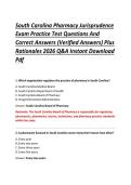 South Carolina Pharmacy Jurisprudence &NewLine;Exam Practice Test Questions And &NewLine;Correct Answers &lpar;Verified Answers&rpar; Plus &NewLine;Rationales 2026 Q&A Instant Download &NewLine;Pdf