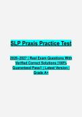 SLP Praxis Speech-Language Pathology &lpar;5331&rpar; Practice Test Questions & Verified Answers PDF &vert; Comprehensive SLP Exam Prep &vert; 2026&ndash;2027
