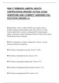 PMH C PERINATAL MENTAL HEALTH&NewLine;CERTIFICATION UPDATED ACTUAL EXAM&NewLine;QUESTIONS AND CORRECT ANSWERS FULL&NewLine;SOLUTION GRADED A&plus;