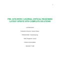 PHIL 347N WEEK 2 JOURNAL CRITICAL REASONING &vert;LATEST UPDATE WITH COMPLETE SOLUTIONS