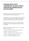 RASMUSSEN MENTAL HEALTH&NewLine;COMPREHENSIVE TEST BANK COMPLETE&NewLine;QUESTIONS AND ANSWERS PRACTICE&NewLine;SOLUTION VERIFIED