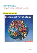 Test bank for Biological Psychology&comma; 14th Edition&comma; James W&period; Kalat &vert; All Chapters Verified A&plus; Pass &vert; Newest Edition with Rationales