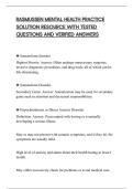RASMUSSEN MENTAL HEALTH PRACTICE&NewLine;SOLUTION RESOURCE WITH TESTED&NewLine;QUESTIONS AND VERIFIED ANSWERS&NewLine;
