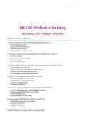 NR 328&colon; Pediatric Nursing&NewLine;QUESTIONS AND CORRECT ANSWERS&NewLine;