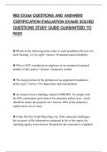 RBS EXAM QUESTIONS AND ANSWERS&NewLine;CERTIFICATION EVALUATION EXAMS SOLVED&NewLine;QUESTIONS STUDY GUIDE GUARANTEED TO&NewLine;PASS&NewLine;