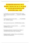 PATHOPHYSIOLOGY WCU  &NewLine;WEEK 7 QUIZ CH&period; 36&comma; 37&comma; 38&comma; 40 & &NewLine;41  EXAM QUESTIONS AND &NewLine;ANSWERS 2026 - 2027