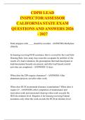 CDPH LEAD &NewLine;INSPECTOR&sol;ASSESSOR &NewLine;CALIFORNIA STATE EXAM &NewLine;QUESTIONS AND ANSWERS 2026 - 2027
