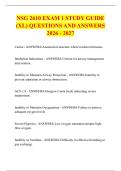 NSG 2610 EXAM 1 STUDY GUIDE &NewLine;&lpar;XL&rpar; QUESTIONS AND ANSWERS &NewLine;2026 - 2027