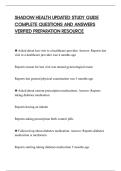 SHADOW HEALTH UPDATED STUDY GUIDE&NewLine;COMPLETE QUESTIONS AND ANSWERS&NewLine;VERIFIED PREPARATION RESOURCE&NewLine;