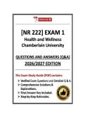 NR 222 Exam 1 &vert; Health and Wellness &vert; Chamberlain University &vert; Q & A &vert; 2026&sol;2027 Edition &lpar;PDF&rpar; 