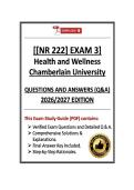 NR 222 Exam 3 &vert; Health and Wellness &vert; Chamberlain University &vert; Q & A &vert; 2026&sol;2027 Edition &lpar;PDF&rpar; 