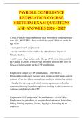 PAYROLL COMPLIANCE &NewLine;LEGISLATION COURSE &NewLine;MIDTERM EXAM QUESTIONS &NewLine;AND ANSWERS 2026 - 2027