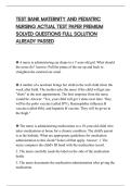TEST BANK MATERNITY AND PEDIATRIC&NewLine;NURSING ACTUAL TEST PAPER PREMIUM&NewLine;SOLVED QUESTIONS FULL SOLUTION&NewLine;ALREADY PASSED