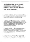 TEST BANK MATERNITY AND PEDIATRIC&NewLine;NURSING FINAL PAPER EXAMPREP&NewLine;COMPLETE QUESTIONS AND ANSWERS&NewLine;VIEW AHEAD STUDY SHEET