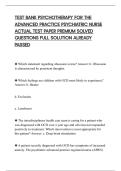 TEST BANK PSYCHOTHERAPY FOR THE&NewLine;ADVANCED PRACTICE PSYCHIATRIC NURSE&NewLine;ACTUAL TEST PAPER PREMIUM SOLVED&NewLine;QUESTIONS FULL SOLUTION ALREADY&NewLine;PASSED 