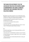 TEST BANK PSYCHOTHERAPY FOR THE&NewLine;ADVANCED PRACTICE PSYCHIATRIC NURSE&NewLine;COMPREHENSIVE TEST BANK COMPLETE&NewLine;QUESTIONS AND ANSWERS PRACTICE&NewLine;SOLUTION VERIFIED