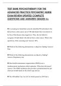 TEST BANK PSYCHOTHERAPY FOR THE&NewLine;ADVANCED PRACTICE PSYCHIATRIC NURSE&NewLine;EXAM REVIEW UPDATED COMPLETE&NewLine;QUESTIONS AND ANSWERS GRADED A&plus;