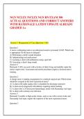 NGN NCLEX &sol;NCLEX NGN RN EXAM 300 &NewLine;ACTUAL QUESTIONS AND CORRECT ANSWERS &NewLine;WITH RATIONALE LATEST UPDATE ALREADY &NewLine;GRADED A&plus;