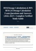 HESI Dosage Calculations & BSN HESI 215 Dosage Calculation Exam Questions and Answers &lpar;2026-2027&rpar; &vert; Complete Verified Study Guide 100&plus;