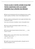 TEXAS CLASS D WATER LICENSE EXAM PREP&NewLine;TESTED QUESTIONS WITH ACCURATE&NewLine;ANSWERS FULLY UPDATED 100 PERCENT