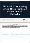 BSN 315 HESI Pharmacology Version 2 Exam Questions & Answers 2026-2027 &lpar;Rationales&rpar;