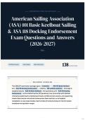 American Sailing Association &lpar;ASA&rpar; 101 Basic Keelboat Sailing & ASA 118 Docking Endorsement Exam Questions and Answers &lpar;2026&sol;2027&rpar; 130&plus;