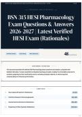 BSN 315 HESI Pharmacology Exam Questions & Answers 2026-2027 &vert; Latest Verified HESI Exam &lpar;Rationales&rpar;