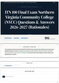 ITN 100&percnt; Final Exam Northern Virginia Community College &lpar;NVCC&rpar; Questions & Answers 2026-2027 &lpar;Rationales&rpar;