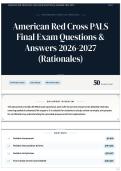 American Red Cross PALS Final Exam Questions & Answers 2026-2027 &lpar;Rationales&rpar;