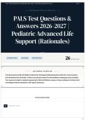PALS Test Questions & Answers 2026-2027 &vert; Pediatric Advanced Life Support &lpar;Rationales&rpar;