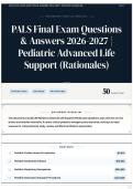 PALS Final Exam Questions & Answers 2026-2027 &vert; Pediatric Advanced Life Support &lpar;Rationales&rpar;