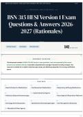 BSN 315 HESI Version 1 Exam Questions & Answers 2026-2027 &lpar;Rationales&rpar;