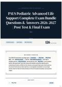 PALS Pediatric Advanced Life Support Complete Exam Bundle Questions & Answers 2026-2027 &vert; Post Test & Final Exam 120&plus;
