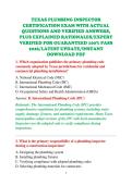 TEXAS PLUMBING INSPECTOR &NewLine;CERTIFICATION EXAM WITH ACTUAL &NewLine;QUESTIONS AND VERIFIED ANSWERS&comma; &NewLine;PLUS EXPLAINED RATIONALES&sol;EXPERT &NewLine;VERIFIED FOR GUARANTEED 100&percnt; PASS &NewLine;2026&sol;LATEST UPDATE&sol;INSTANT &NewLine;DOWNLOAD PDF