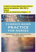 Test Bank For Evidence-Based Practice for Nurses&colon; &NewLine;Appraisal and Application  2026- 2027 of &NewLine;Research  &NewLine;5th Edition by Schmidt &comma;Brown Chapters 1 - 19