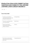 EFMB ACTUAL EXAM WITH CORRECT ACTUAL QUESTIONS AND CORRECTLY WELL DEFINED ANSWERS LATEST ALREADY GRADED A&plus;