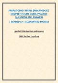 PARASITOLOGY FINALS &lpar;NEMATODES&rpar; &vert; COMPLETE STUDY GUIDE&comma; PRACTICE QUESTIONS AND ANSWERS